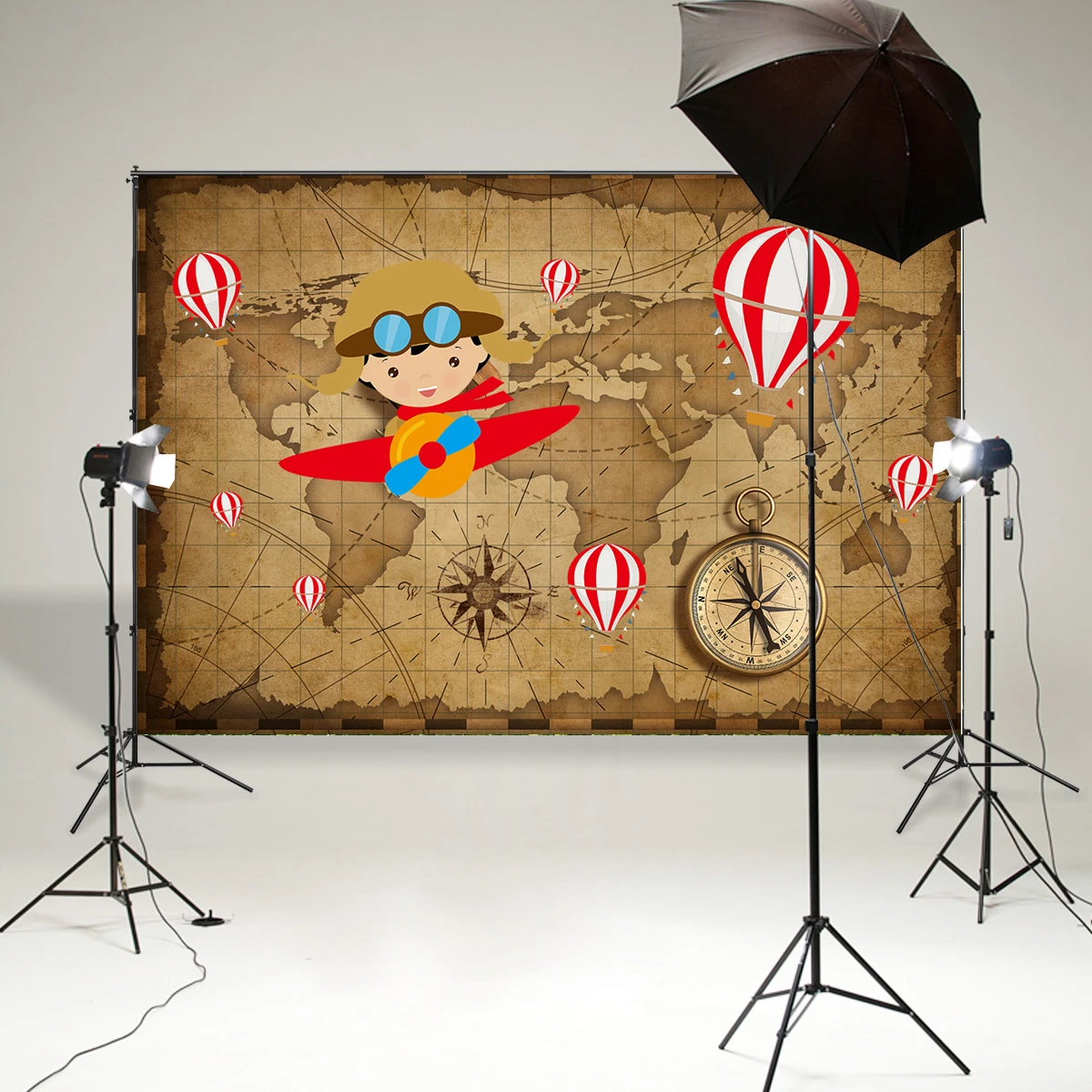 

Little Pilot Backdrop Cartoon Aircraft Party Children Birthday Party Photography Background Photo Studio Props baby shower B-926