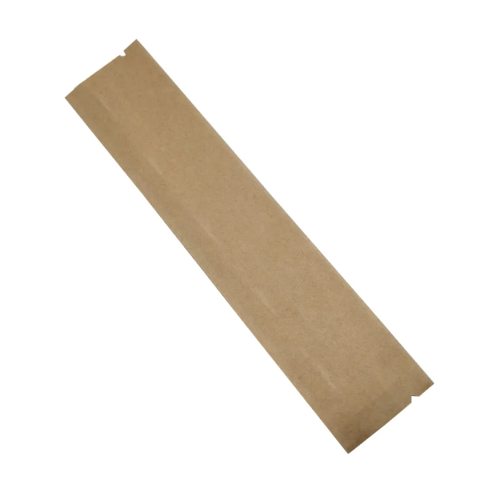 300Pcs/lot Brown Kraft Paper Open Top Heat Sealing Package Bag Coffee Powder Dry Flower Vacuum Packing Pouch Grocery Storage Bag