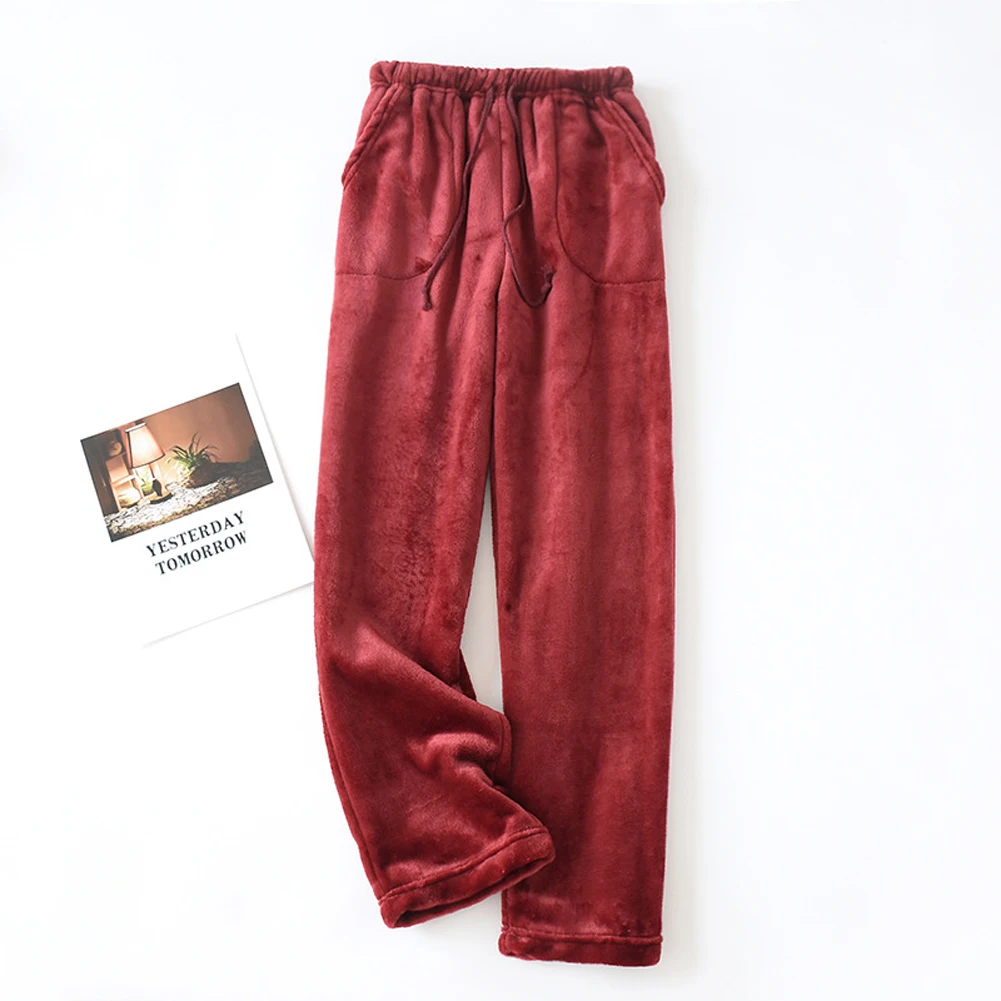 Nueva llegada, pantalones de pijama de invierno para mujer, pantalones casuales de Color sólido/lunares con bolsillos laterales, pantalones con