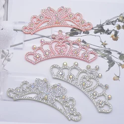 4Pcs 9CM Padded Crown Rhinestone Patches for DIY Clothes Crafts Decor Applique Headwear Headband Bow Jewelry Accessories