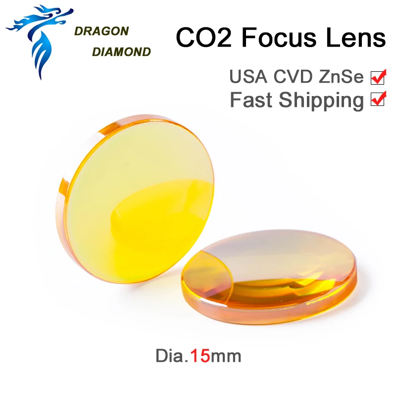 USA ZnSe CVD Co2 Laser Lens Dia.15mm FL 38.1 50.8 63.5 76.2 101.6 127mm For C02 Laser Machine 1.5 inch 2 inch 2.5 inch