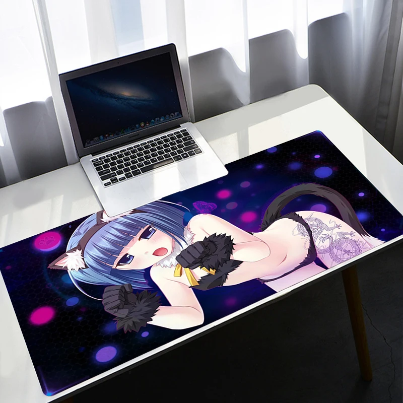 

DJ Cat Girl Game Pad Gamer Mouse Big Mousepepad Gaming Laptops Mat Mousepad Carpet Computer and Office Table Deskmat Mause Rug