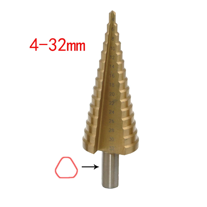 4-12mm 4-20mm 4-32mm HSS4241 Steel Large Step Cone Titanium Coated Metal Drill Bit Cut Tool Set Hole Cutter Wholesale drill kit