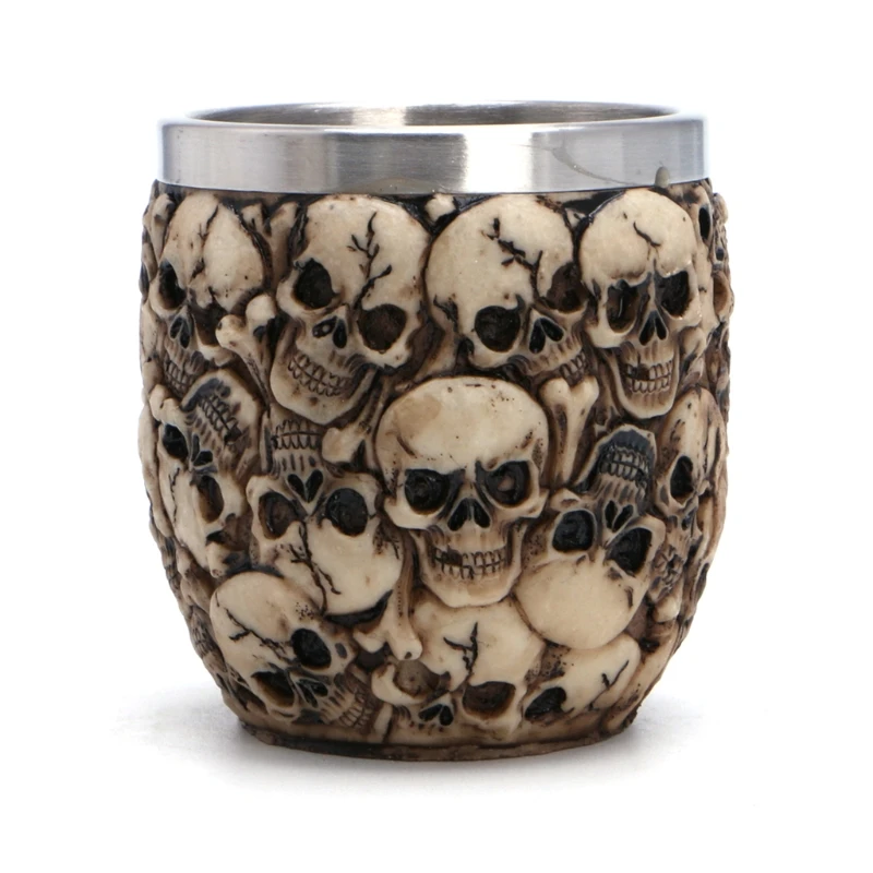 Stainless Steel Resin Drinking Mug Skeleton Skull Coffee Cup Halloween Decor