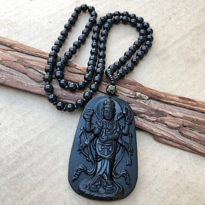 

Exquisite Natural Obsidian Doumu Yuanjun Necklace Pendant