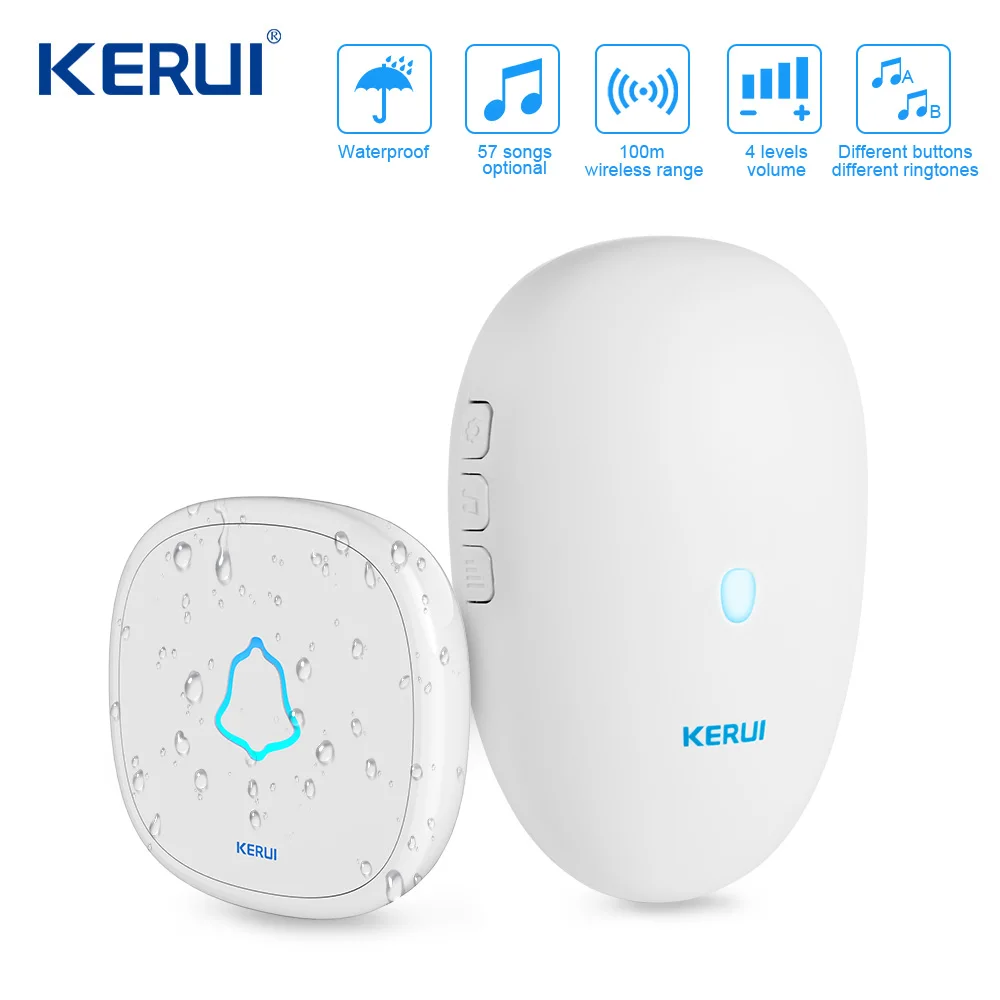 KERUI M521 Wireless Door bell Door Chime 57 Music Song 300M Waterproof Button Smart Home Door bell Chime Ring Outdoor Doorbell