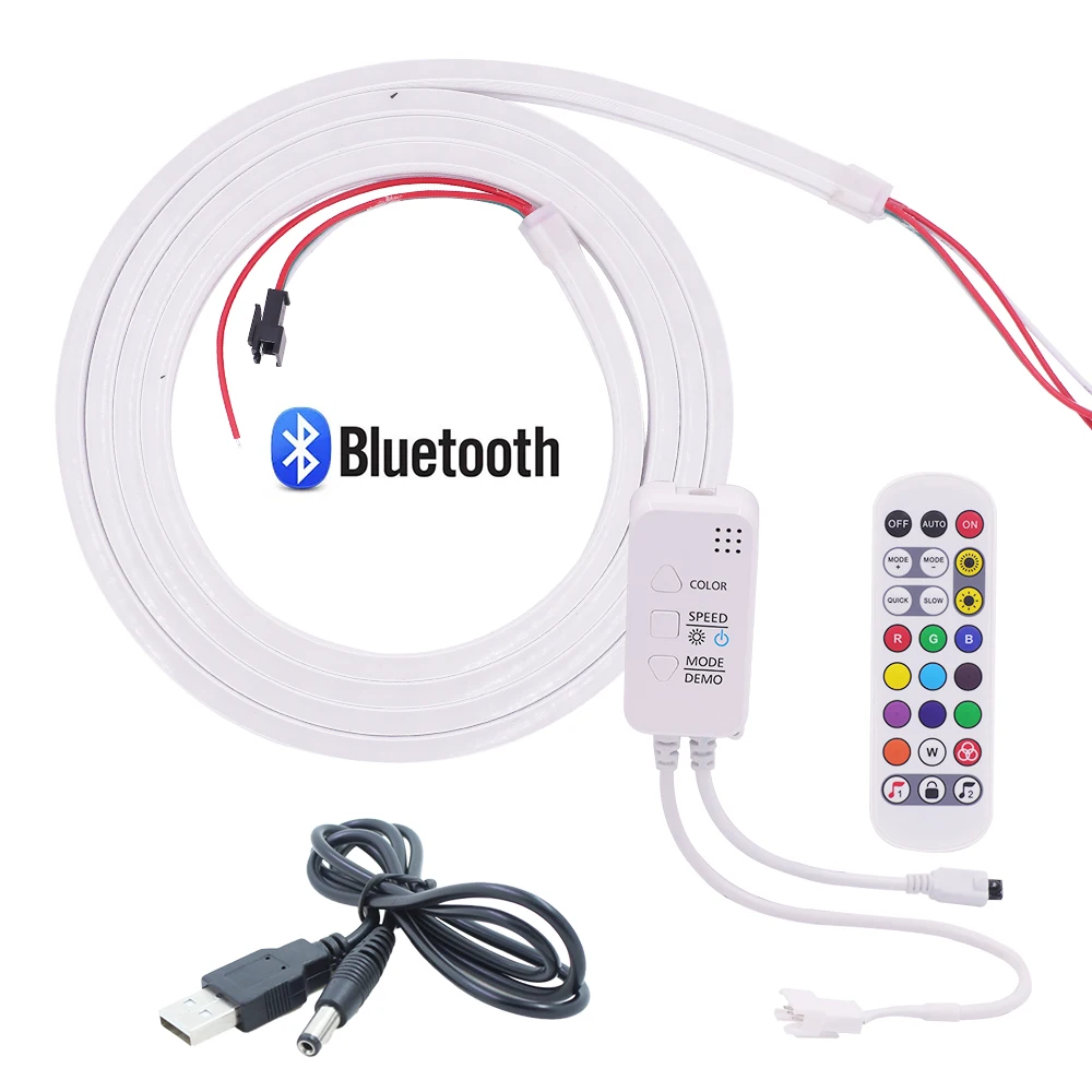 DC 5V USB LED Neon Light Bluetooth App WS2812B RGB Dream Color LED Strip Light Individual Addressable Pixel Flexible Ribbon Tape