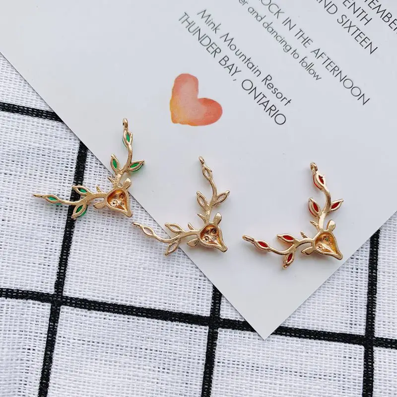 DIY jewelry accessories wholesale copper edging micro inlaid zircon antlers pendant antique hairpin necklace accessories