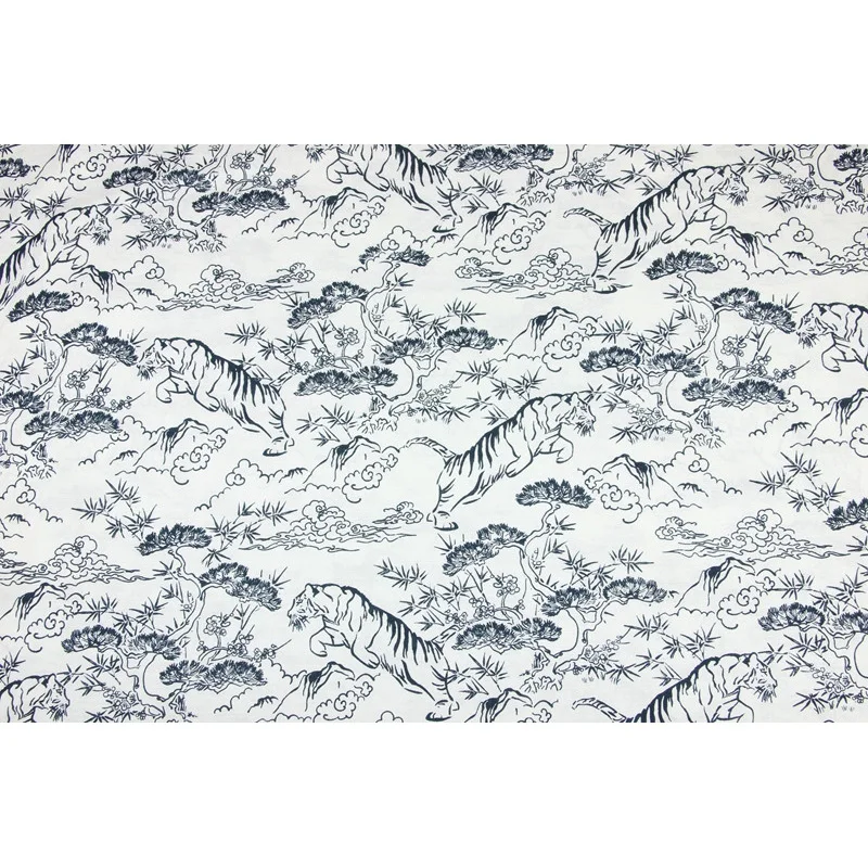 Half Meter 100% Cotton Tiger Print Fabric China Wind Handmade DIY Garment Shirt Tissue CR-1051