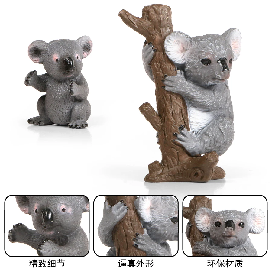 Figuras de acción de animales del bosque, modelos de plástico del Zoo, simulación de animales australianos, lindos modelos de Koala, figuras familiares, juegos de juguetes para niños