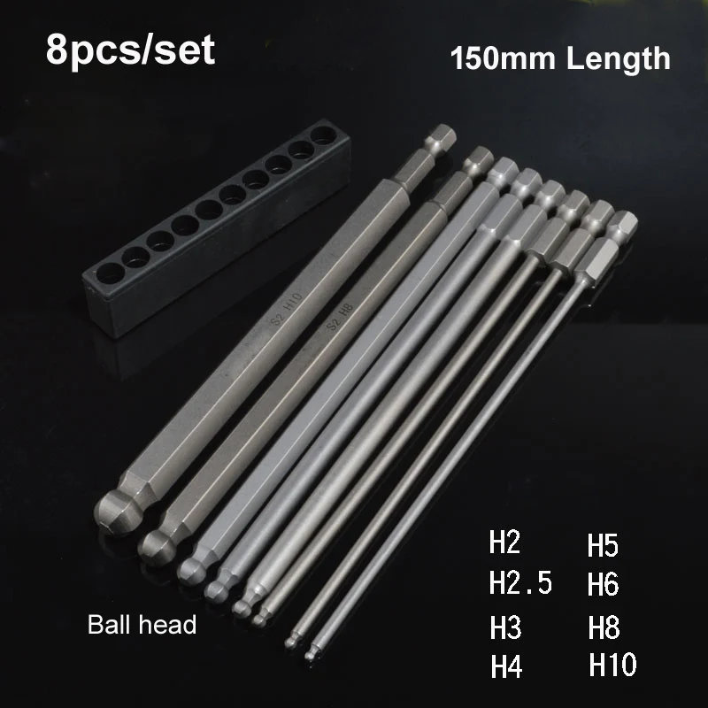 Aço Magnético Hex Chave de Fenda Bit Grupo Bola Cabeça Chave de Fenda Hexagonal Ferramentas Manuais h2 H2.5 h3 h4 h5 h6 h8 H10 150 mm de Comprimento Tamanhos por Lote s2