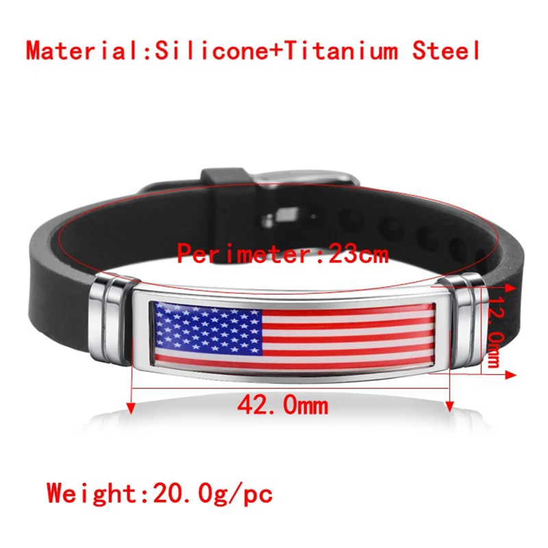 FIMAO USA Spain Flag Bracelet for Men Women Israel Germany Flags Adjustable Silicone Wristband Bangle 2020 Souvenir Gift