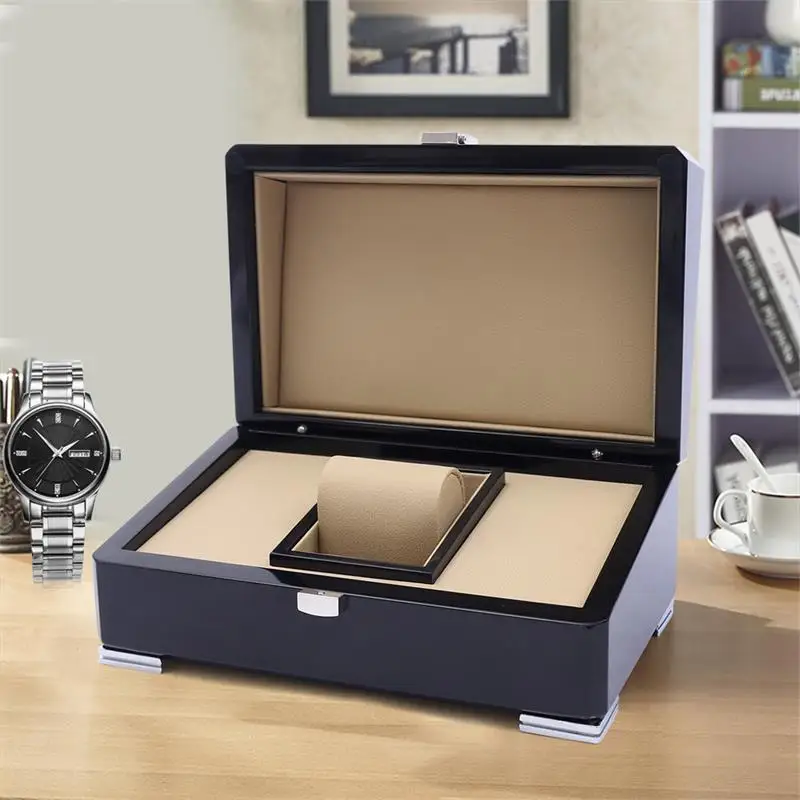 Wooden Watch Box Watch Winder Deluxe Single Watch Display Case Jewelry Gift Storage Box