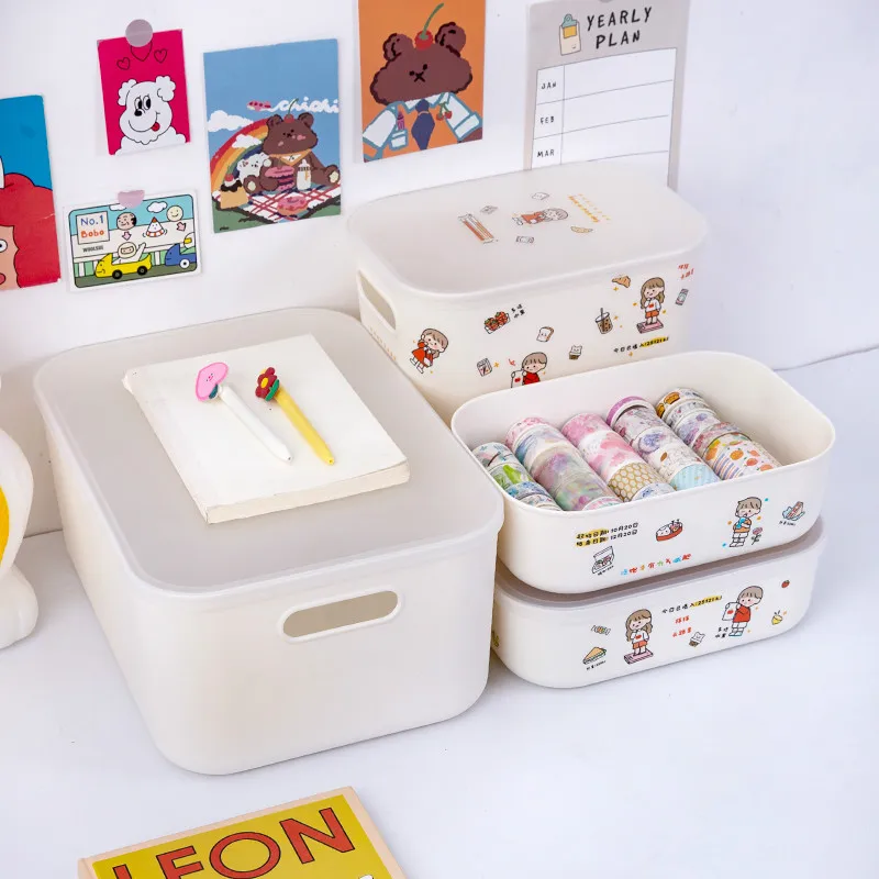 

ins wind snack storage box desktop girl dream desk rack simple plastic mask storage box kawaii stationery storage box