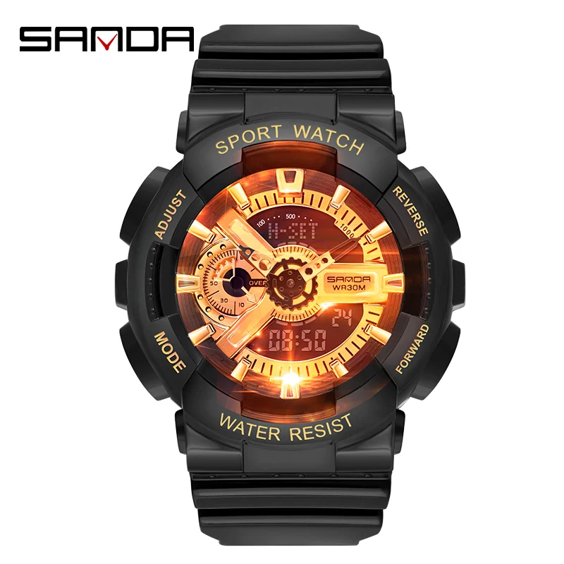 Sanda-Reloj de pulsera deportivo para hombre y mujer, accesorio masculino de marca superior, estilo militar G, con pantalla Dual, resistente al agua