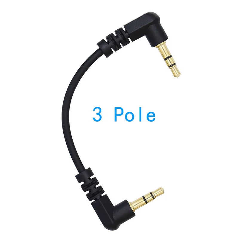 10cm 3.5mm AUX Short Cable Male to Stero Audio Cable 90 Degree Two Right Angled 3/4 Pole Gold  for Car MP3/MP4 Audio Cable