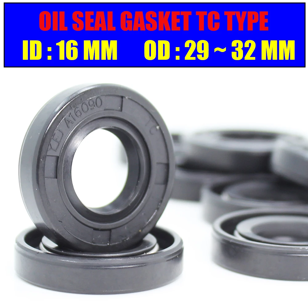 ID 16mm Oil Seal Gasket TC Type Inner 29/30/32/35/37/38/40x16 mm 10Pcs NBR Skeleton Seals Nitrile Covered Double Lip With Garter