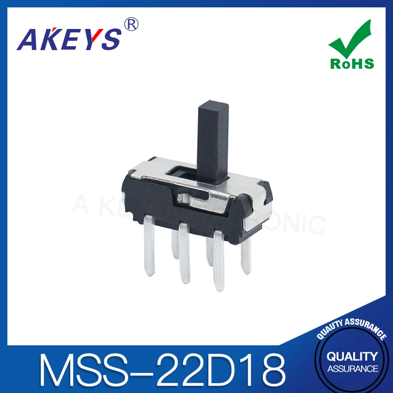 20 قطعة MSS-22D18 6-Pin 2-Pin مستقيم الإدراج الصغيرة تبديل مقبض الارتفاع 2/3 مللي متر صف مزدوج العمودي دبوس انزلاق التبديل 2P2T