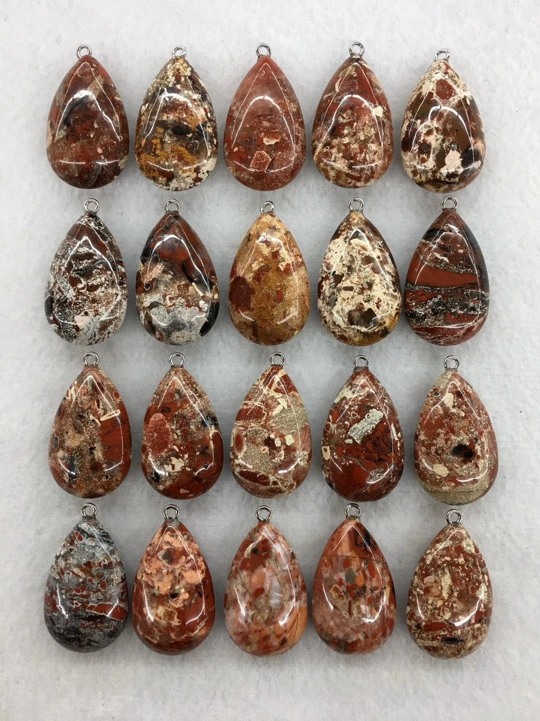 Wholesale 10pcs/Pack Multi Poppy Jasper Bead Pendant,Pear Shape Gemstone Jewelry Necklace DIY 32mm