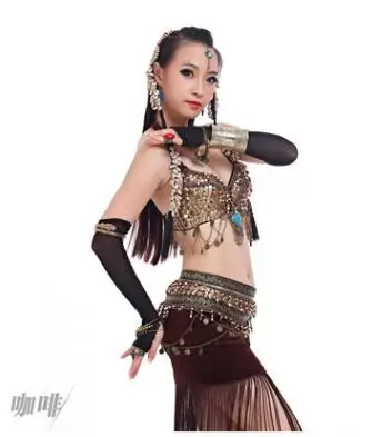 1set/lot Belly Dancing Costumes Summer Tribe Vintage Sequins Tassel Sexy Clothing Fashion Stage Performance set