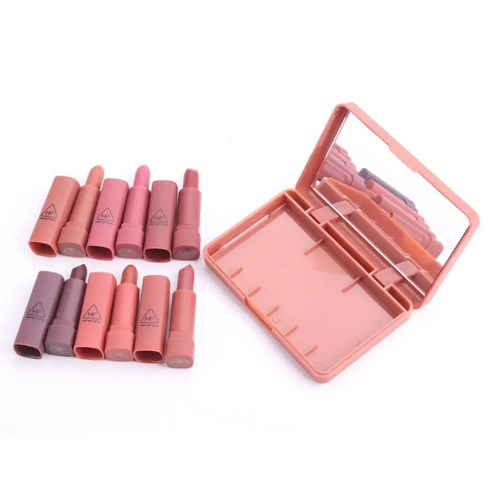 Velvet Matte Lipstick Set 6pcs/set Sexy Nude Makeup Lipstick Long Lasting Waterproof Lip Glaze Moisturizer Beauty Cosmetic