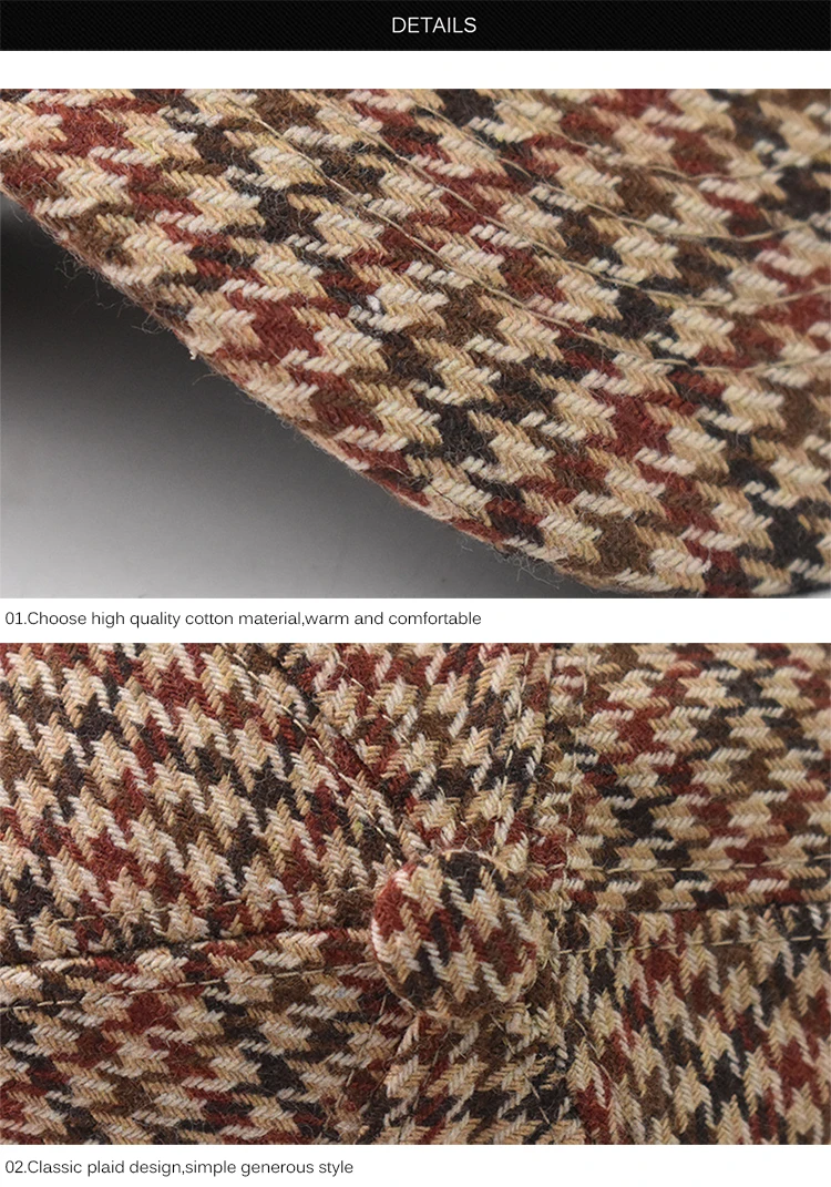 FS Luxury Houndstooth Baseball Caps For Men Brand Women Brown Plaid Designer Hat High Quality Cotton Trucker Cap Casquette Homme