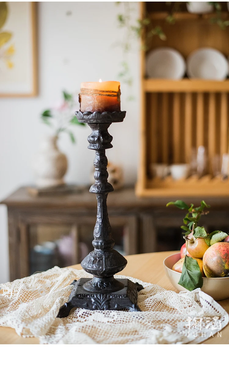 

Antique Cast Iron Candle Holder Retro Shabby Metal Candlestick Holder