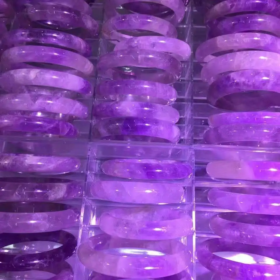100% Amethyst Natural Stone Bangles Original Stone Cutting Bracelet Fashion women real stone bracelets jade jewelry