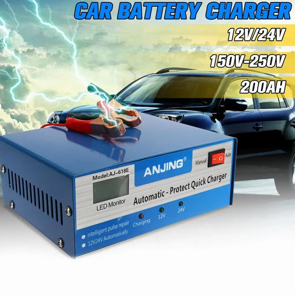 50% HOT SALES！！！12/24V Automatic Intelligent Pulse Repair Car Motorcycle Power Battery Charger