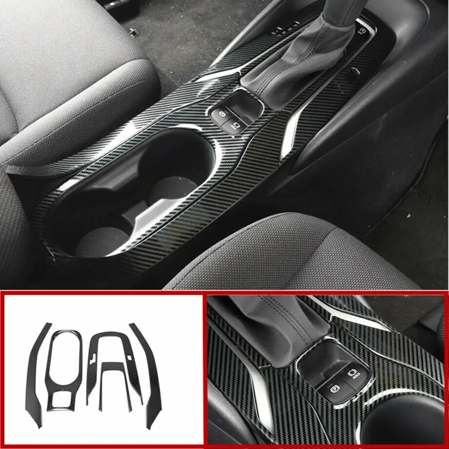 

Carbon fiber look Gear Shift Panel Water Cup Holder trim For Toyota Corolla 2020 car accessories