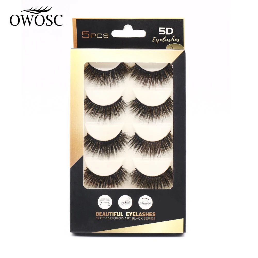 OWOSC 5 Paar Nerz Wimpern 5D Dicken Falsche Wimpern Quer Chaotisch Dichte Natürliche Falsche Wimpern Handgemachte Wimpern Gewohnheit Ihre Logo