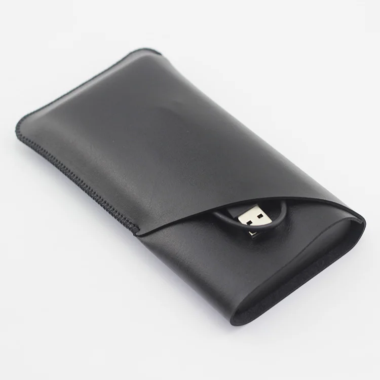 Double layer Universal Fillet holster Phone Straight leather case retro For ZMI WPB100 10000mah Power Bank pouch