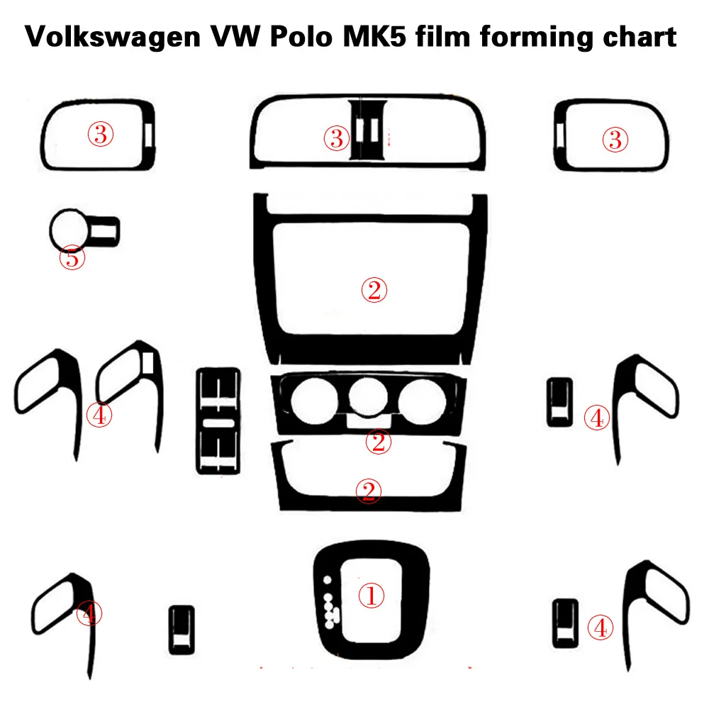 For Volkswagen VW  POLO MK5 Self Adhesive Car Stickers Carbon Fiber Vinyl Car stickers and Decals Car Styling Accessories