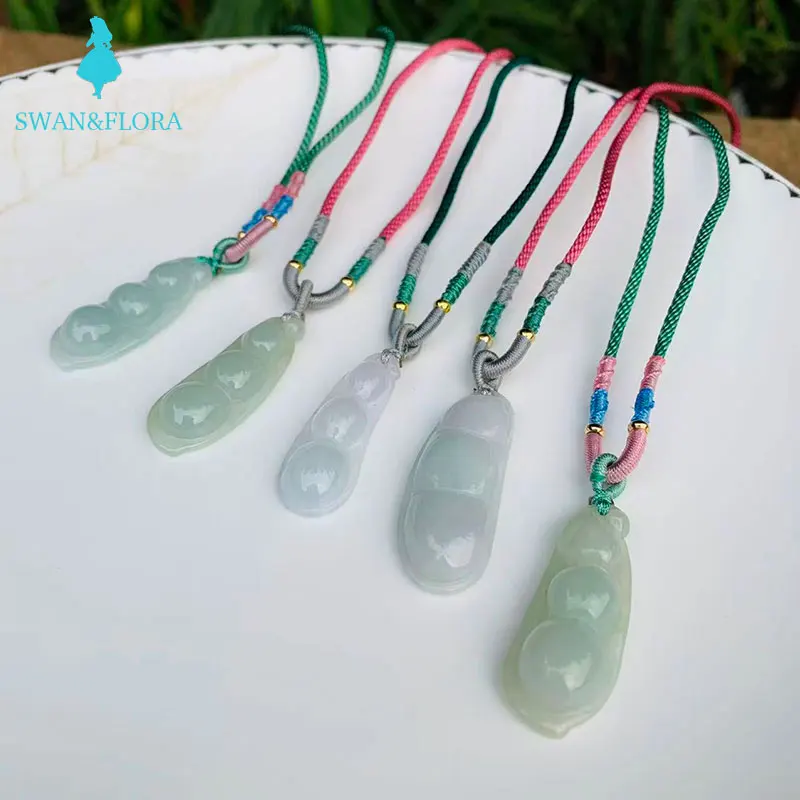 Natural Myanmar Jade Jadeite Carved Pendant Necklace high-end gift Round Donut Pendant Necklaces