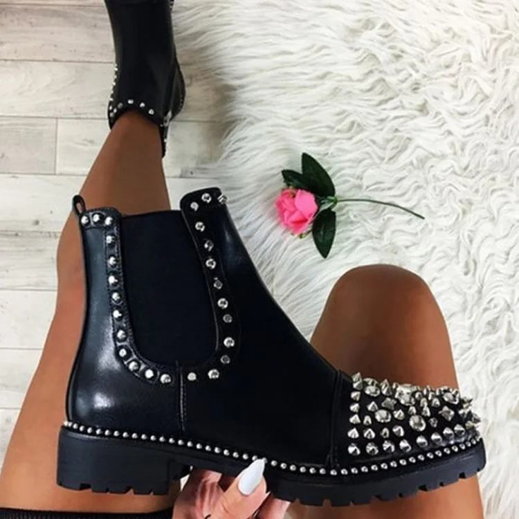 Sexy Rivet Velvet Night Club Party Shoes Woman Short Autumn Winter Ladies Shoes Bootsn 2020