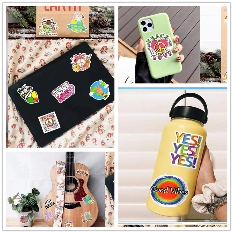 

50PCS Peace Stickers for Kids Hydroflask Stickers for Teens Peace and Love Sticker Waterproof Stickers Vinyl Laptop Stickers