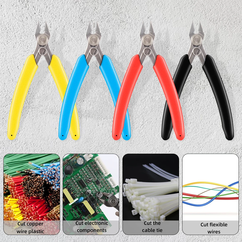 DIY Small Jewelry Diagonal Pliers Soft Cutting Electronic Pliers Mini Wire Cutters Wire Insulated Rubber Handle Model Hand Tools