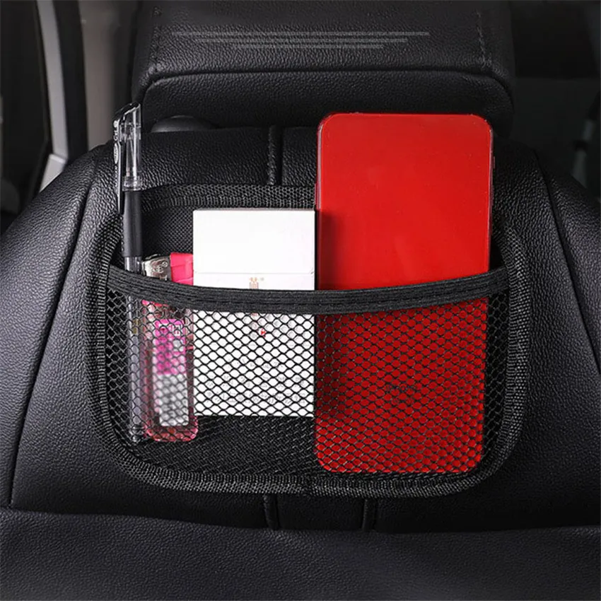 Hanging Car Mesh Storage Bags Universal Stick-up Cell Phone Pen Sundries Storage Pocket Net Bag For Car Organizer Bag Decoration