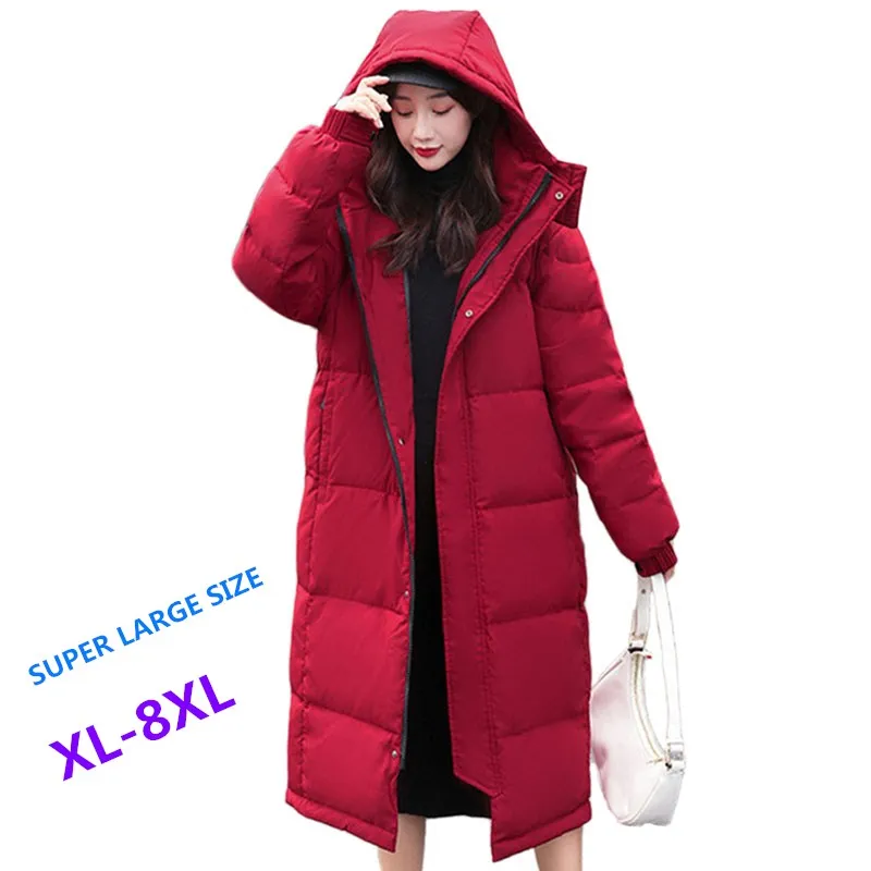 

OKXGNZ 2022 High Quality Down Jacket Women Winter Coat Hooded Thicken X-Long White Duck Down Jackets XL-8XL KW1172