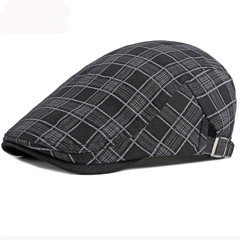 HT3013 Caps for Men Beret Men Women Spring Summer Hat Retro Plaid Flat Cap Unisex Breathable Sun Hat Beret Adjustable Beret Cap