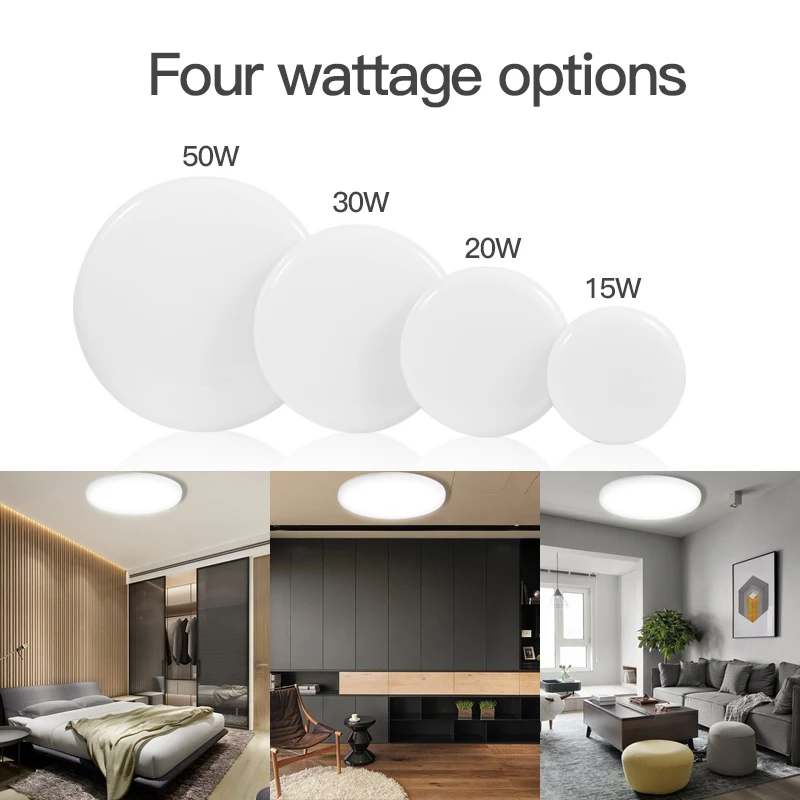 LED Panel Light Indoor Home Ceiling Light Round & Square Room Light 220V Bedroom Kitchen Living Room Modern Ceiling Lamp Fixture