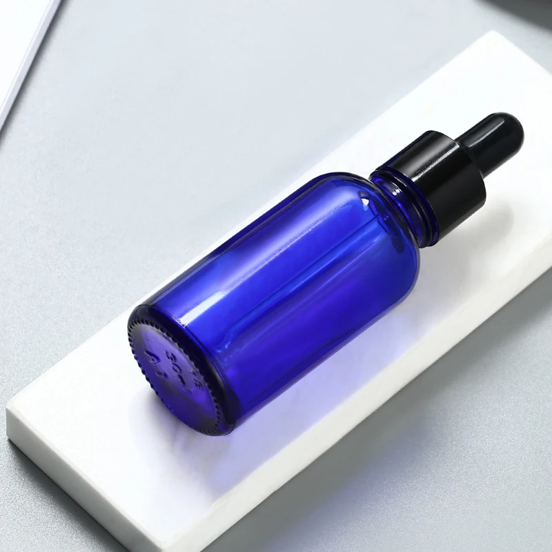 1pcs Empty Dropper Bottle Amber Essential Oil Glass Aromatherapy Liquid Blue 5ml-100ml Reagent Pipette Refillable Drop Bottles