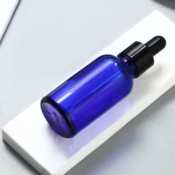 1 adet boş damlalıklı şişe Amber uçucu yağ cam aromaterapi sıvı mavi 5 ml-100 ml reaktif pipet doldurulabilir damla şişeler