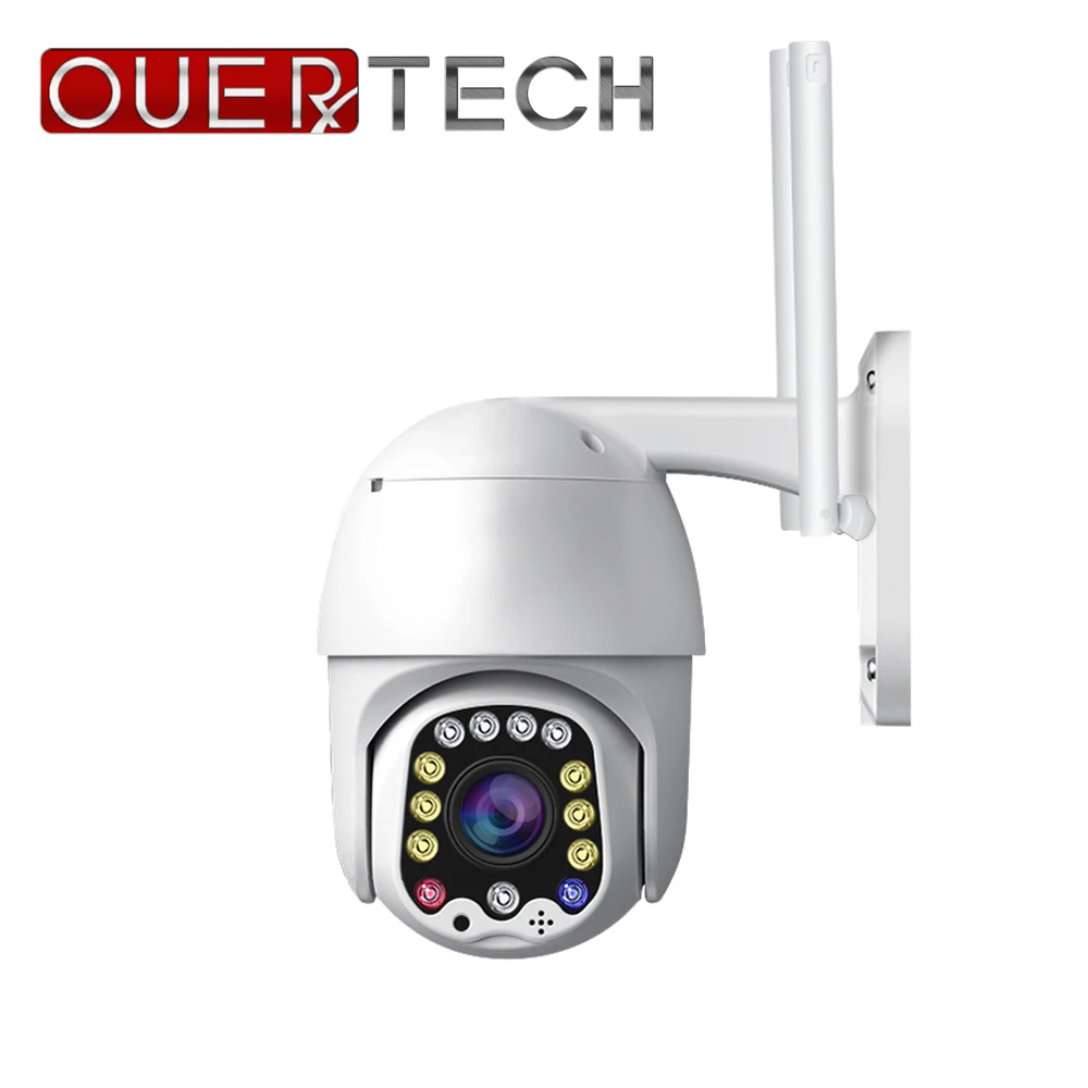 OUERTECH Outdoor Motion Alert 2MP IP Camera WiFi 4X Digital Zoom Dual Antenna Speed Dome Camera With Siren Light Cloud Storage