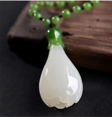 100% natural authentic hetian jade sapphire pendant white jade lotus orchid pendant necklaces pendants women jade jewelry