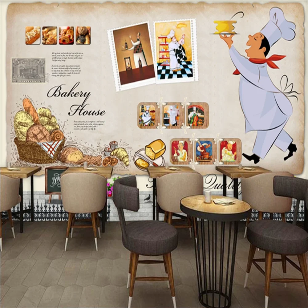 

Milofi customized 3D wall mural wallpaper wall covering European and American hand-painted bakery background wall
