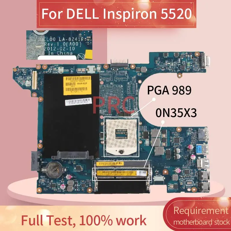 

CN-0N35X3 0N35X3 для DELL Inspiron 15R 5520 7520 PGA 989 HM75 материнская плата для ноутбука QCL00 LA-8241P SLJ8C DDR3 Материнская плата ноутбука