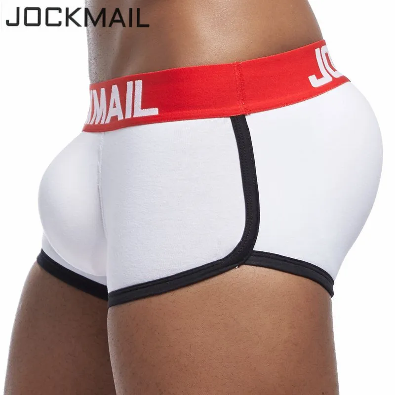 JOCKMAIL Brand Mens Underwear Boxers Trunks with Sexy Gay Penis Pouch Bulge Enhancing Front + Back Double Removable Push Up Cup