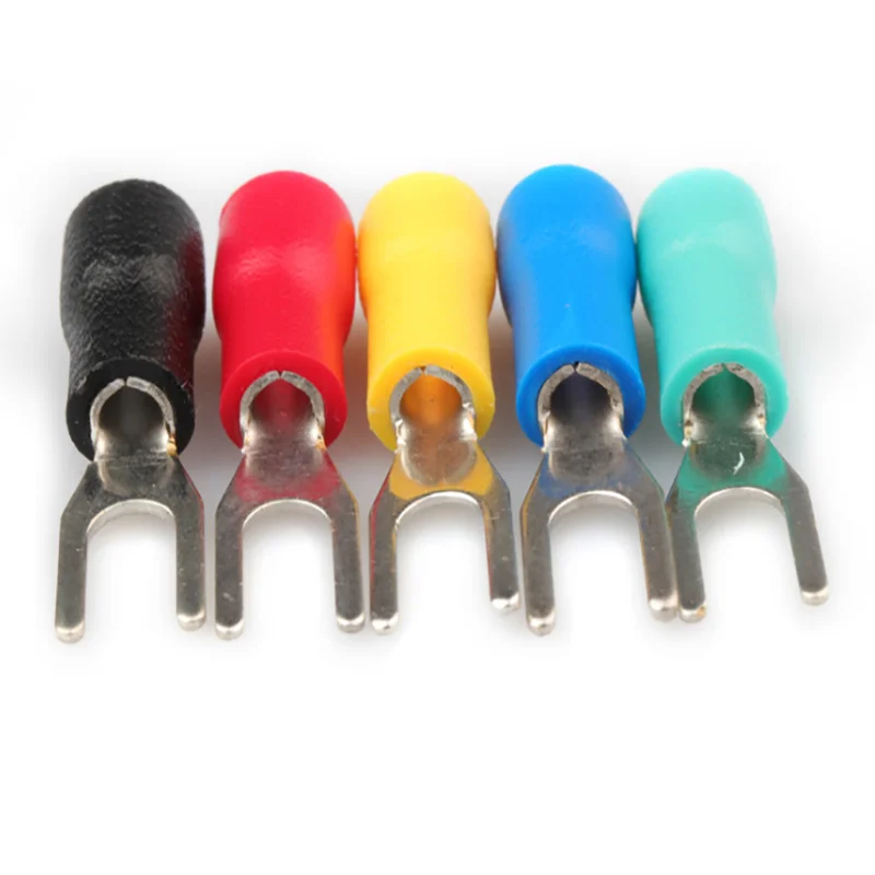 50/100pcs SV type wire spring terminal SV2-4 fork U Y terminal brass insulated spade crimping wire and cable connector