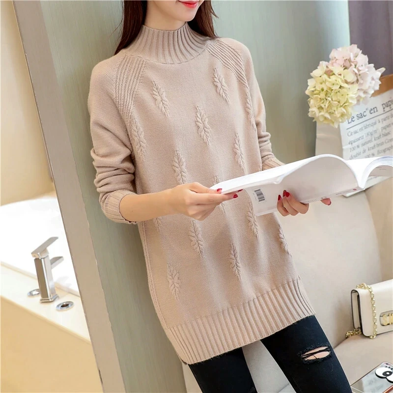 Hot selling fashion design pullover knitting women sweater good elasticity female long warm ladies sweater knitwear NS4454